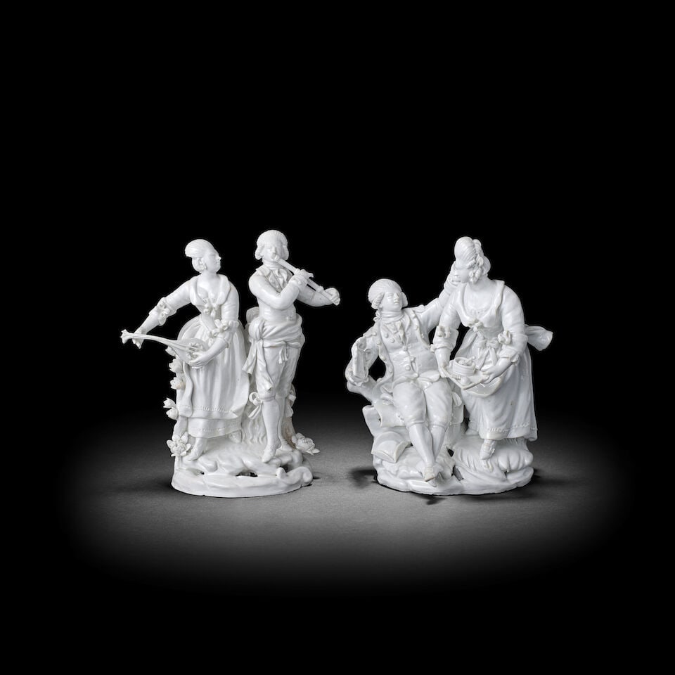 A pair of Nove di Bassano groups of elegant couples, circa 1790 (1 of 1)