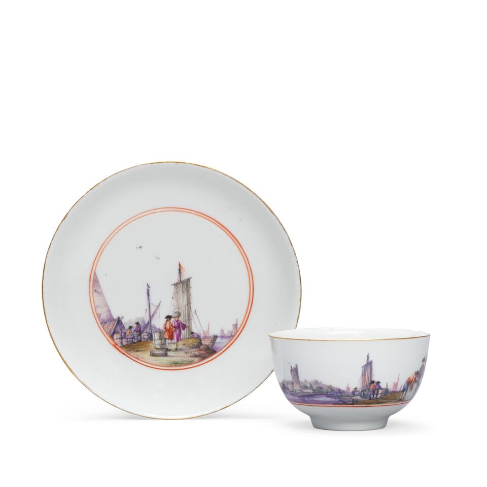 A Meissen cup and saucer with Turkish merchants, circa 1745 - 2