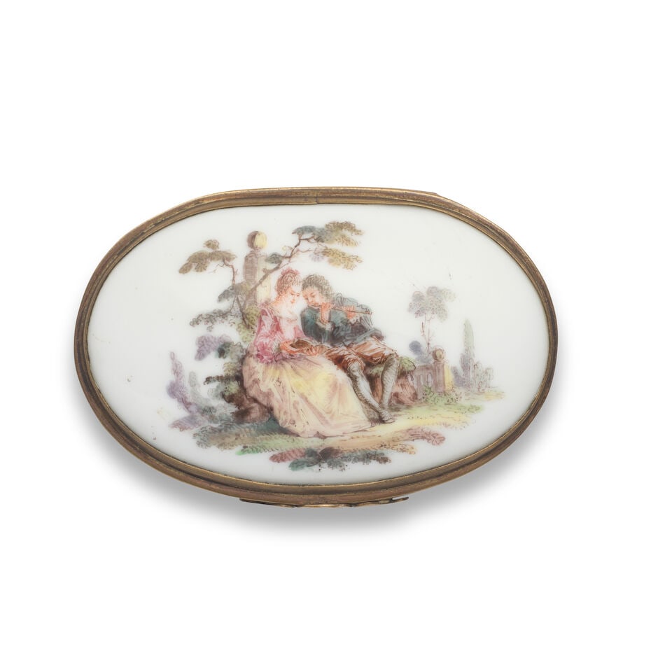 A Meissen gilt-metal-mounted oval snuff box, 19th century - 4