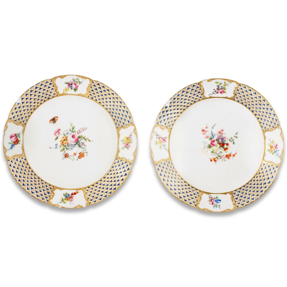 Two Sèvres 'bleu mosaïque' plates from a service supplied to the Comte de Choiseul or ... (1 of 1)