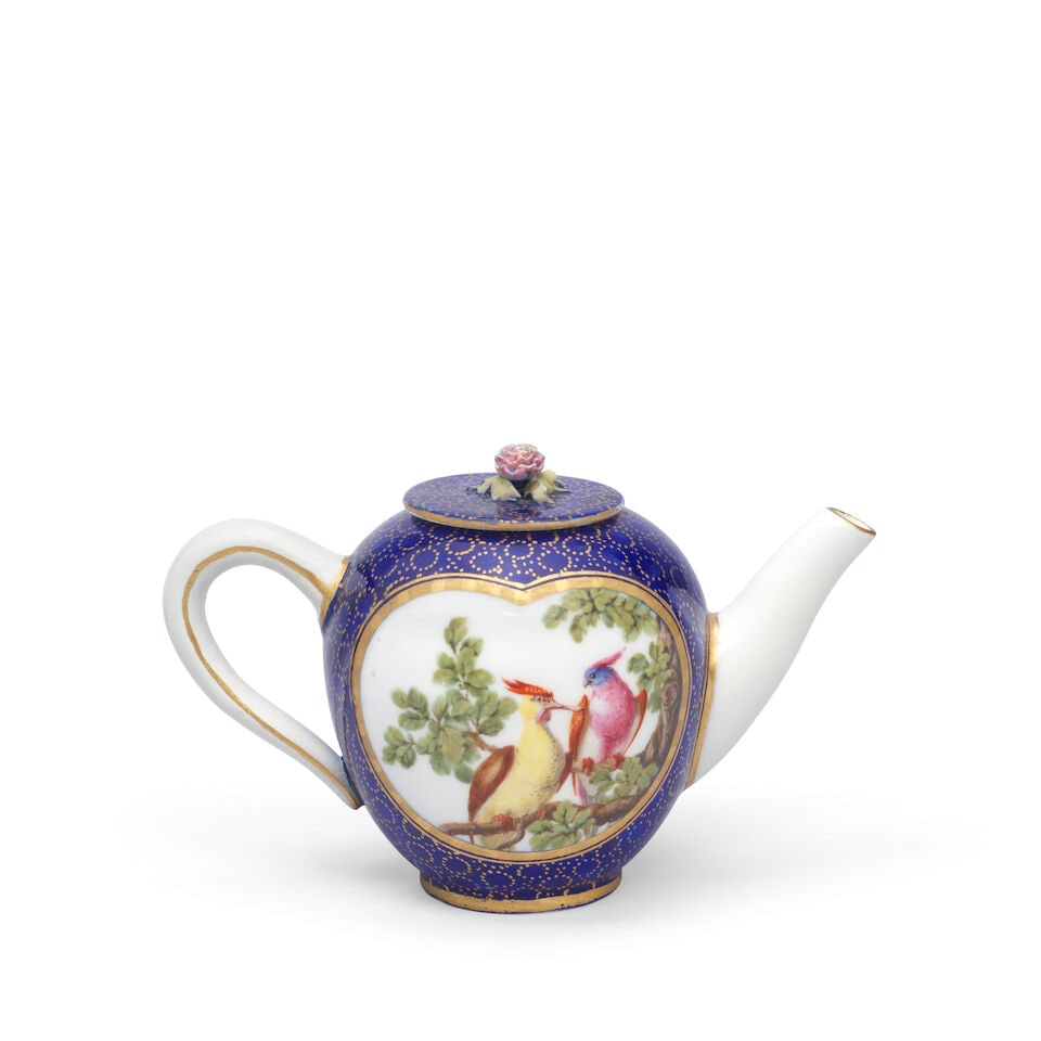 A Sèvres miniature blue-ground teapot and cover, dated 1763 - 2