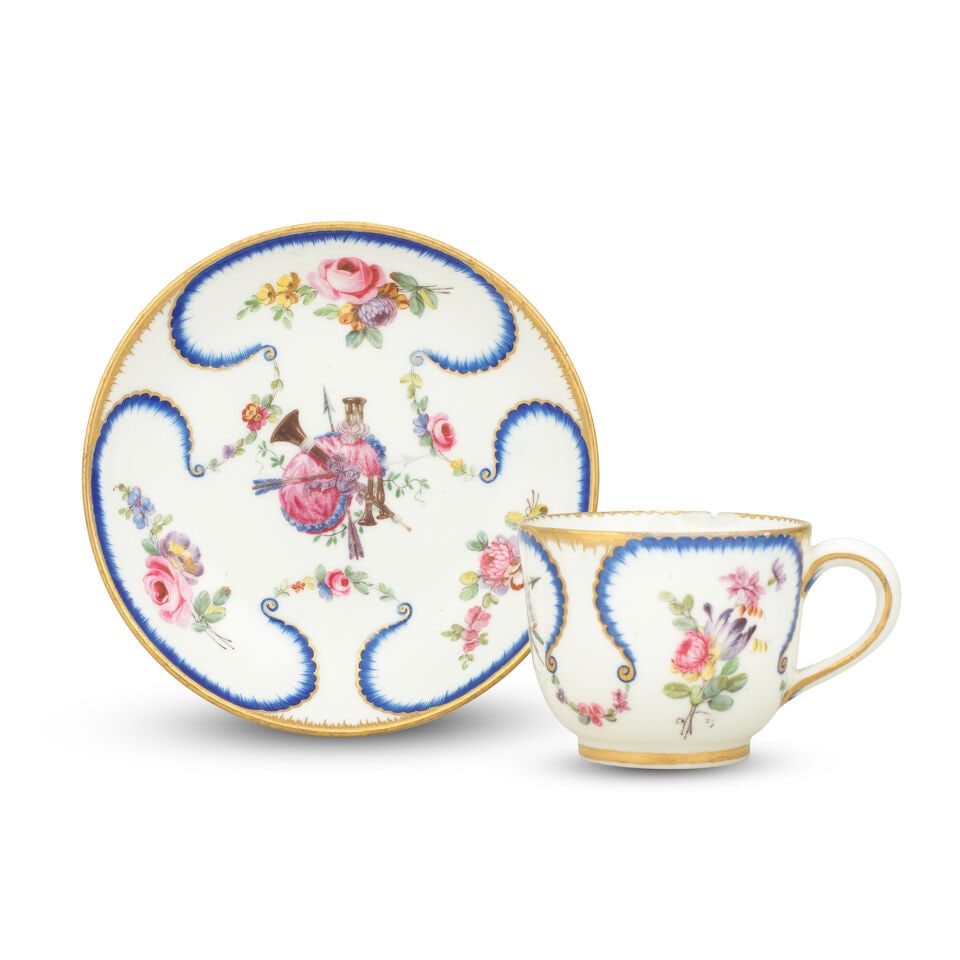 A Sèvres feuilles de choux cup and saucer, dated 1766 (1 of 1)