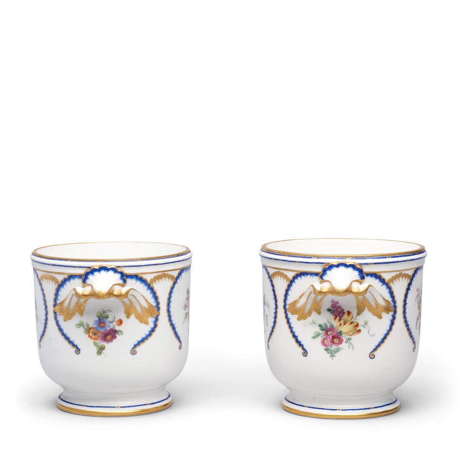 A pair of Sèvres glass coolers (seaux à verre), dated 1780 - 3