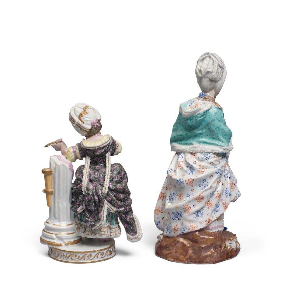 Two Meissen figures of ladies, one outside-decorated, late 19th century - 2