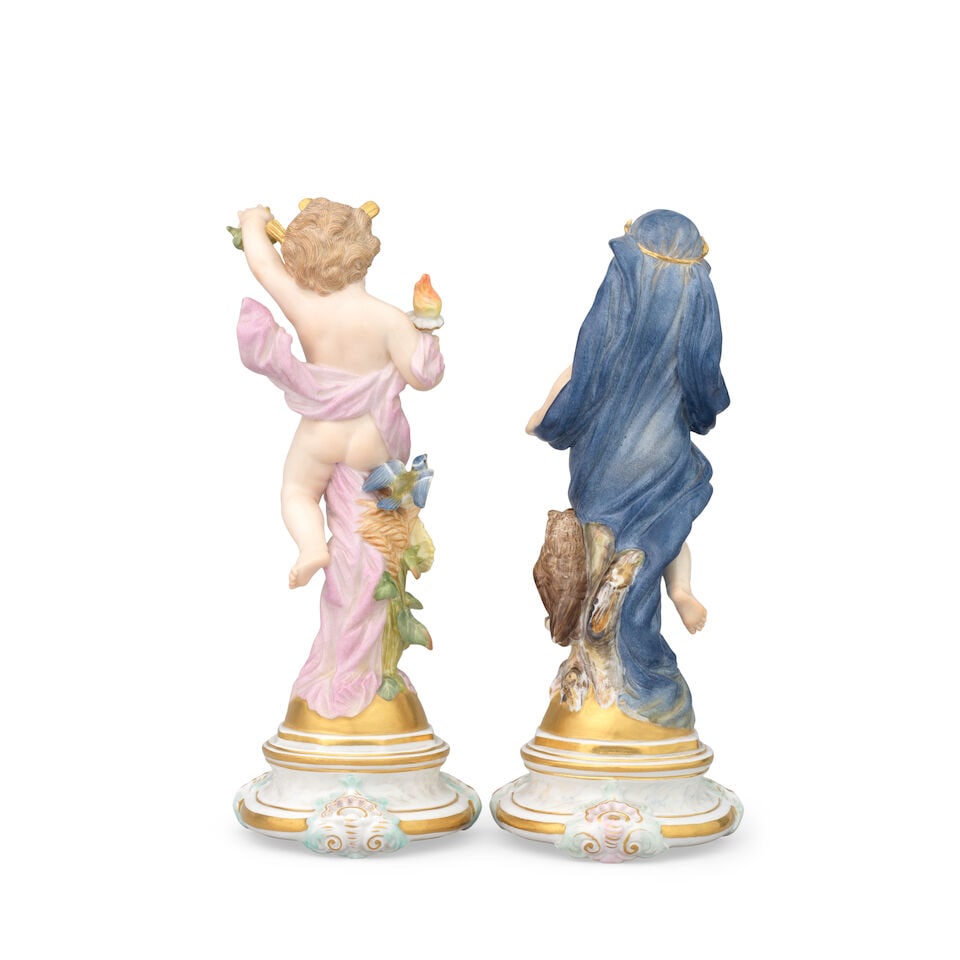 A pair of Meissen figures emblematic of Day and Night, late 19th century - 2