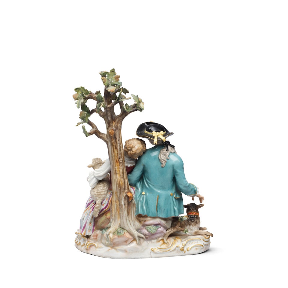 A Meissen group of a shepherd and shepherdess, late 19th century - 2