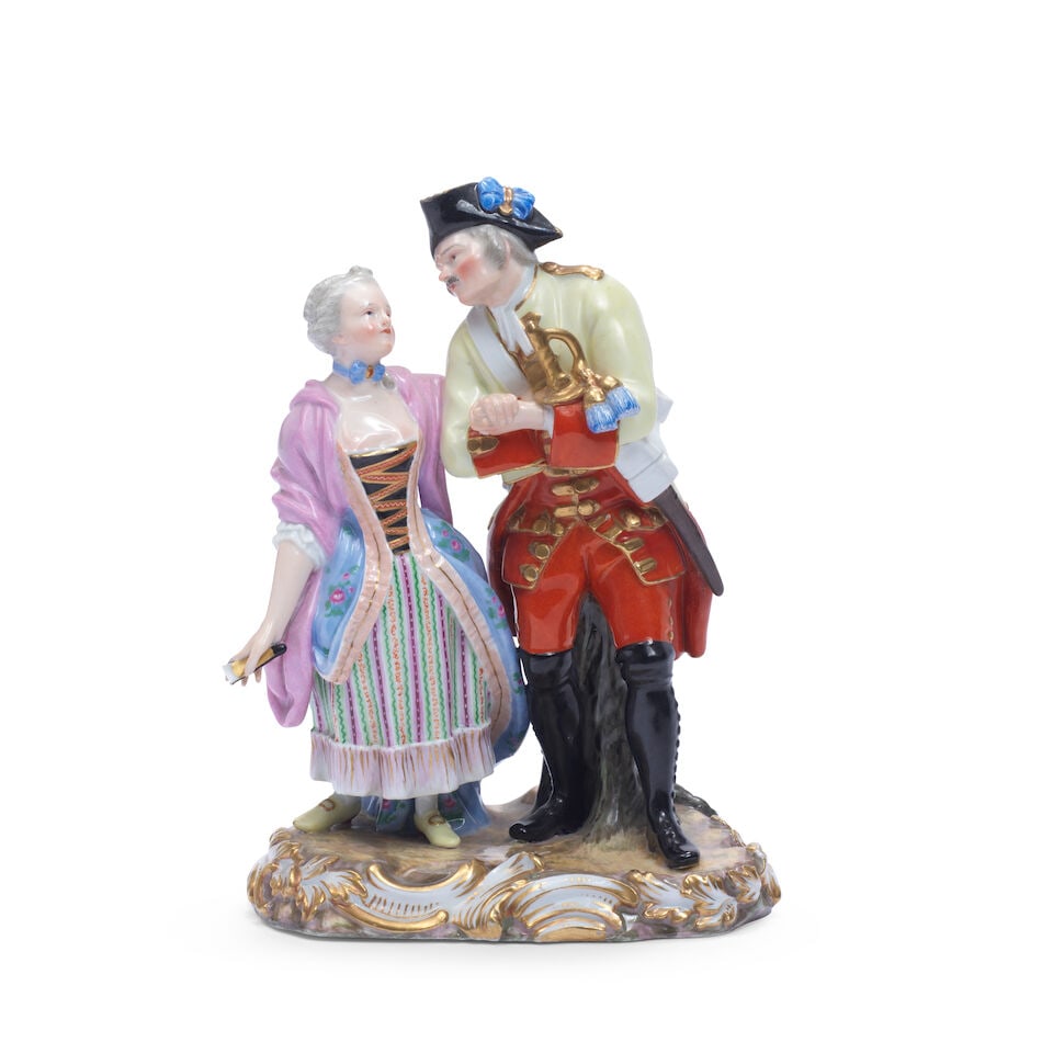 A Meissen group a soldier and his companion, late 19th century (1 of 1)