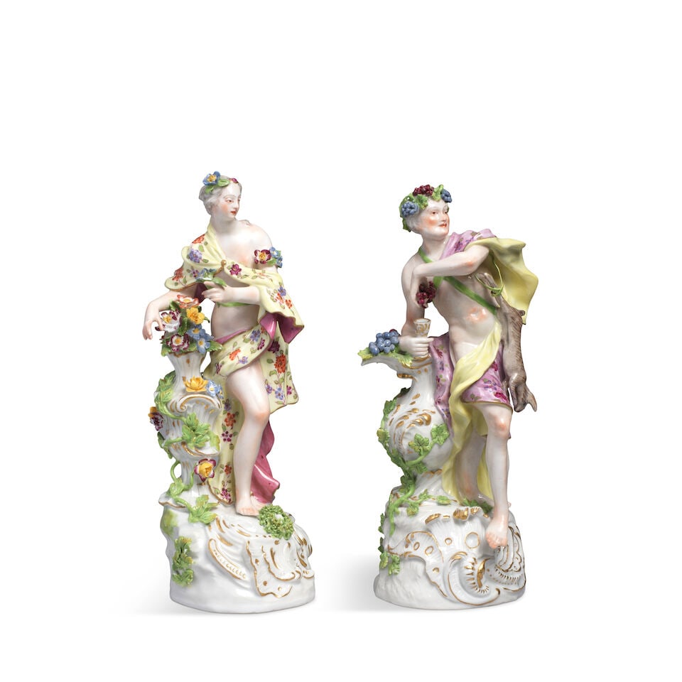 A pair figures emblematic of the Seasons, probably Samson, late 19th/early 20th century (1 of 2)