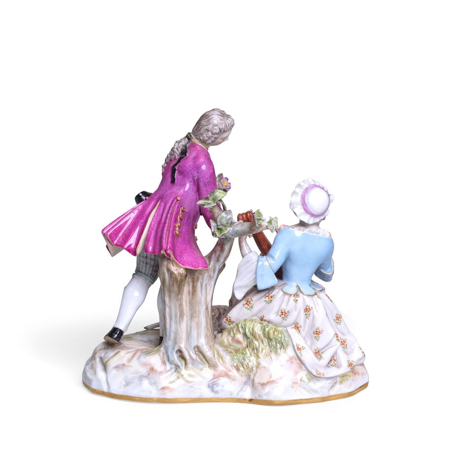 A Meissen group with a gallant couple, late 19th century - 2