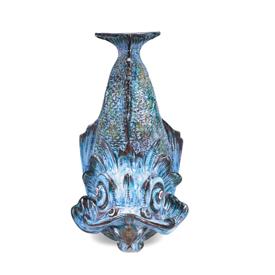 A faience wall cistern in the shape of a dolphin, possibly Brussels, 19th century - 2