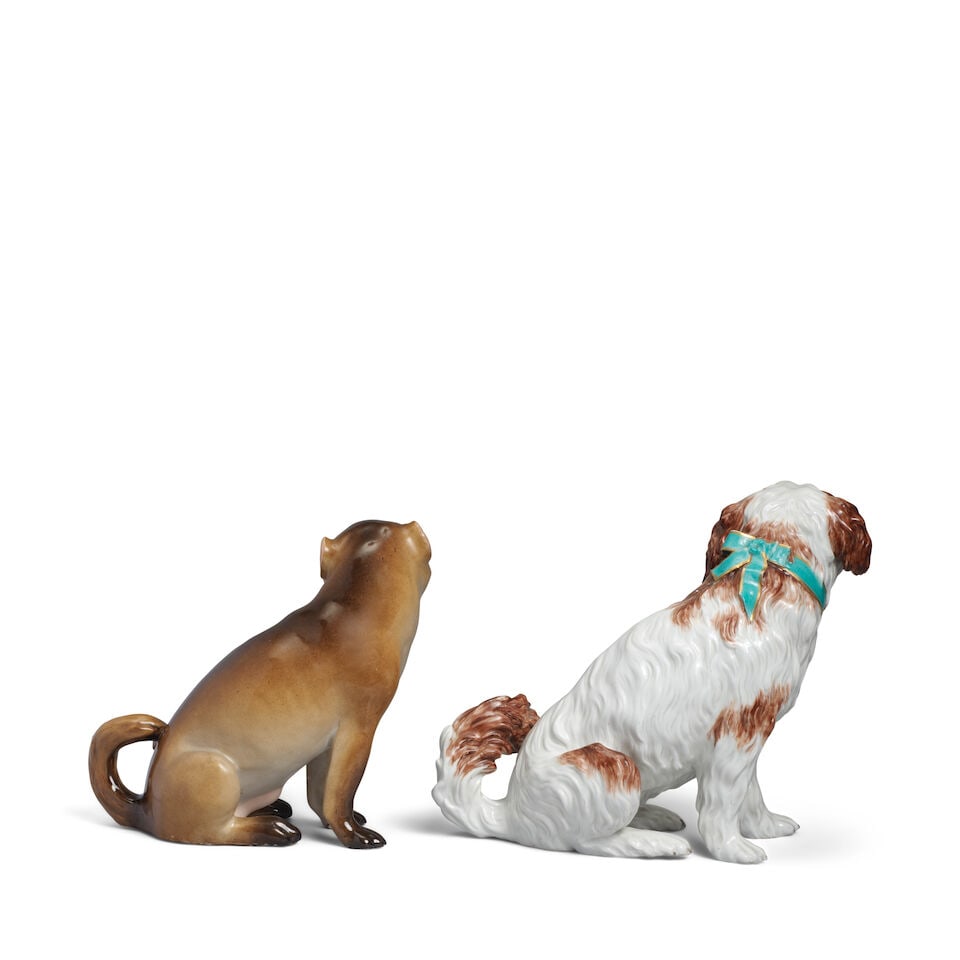 Two Meissen models of a spaniel and a pug dog, mid-19th century - 2