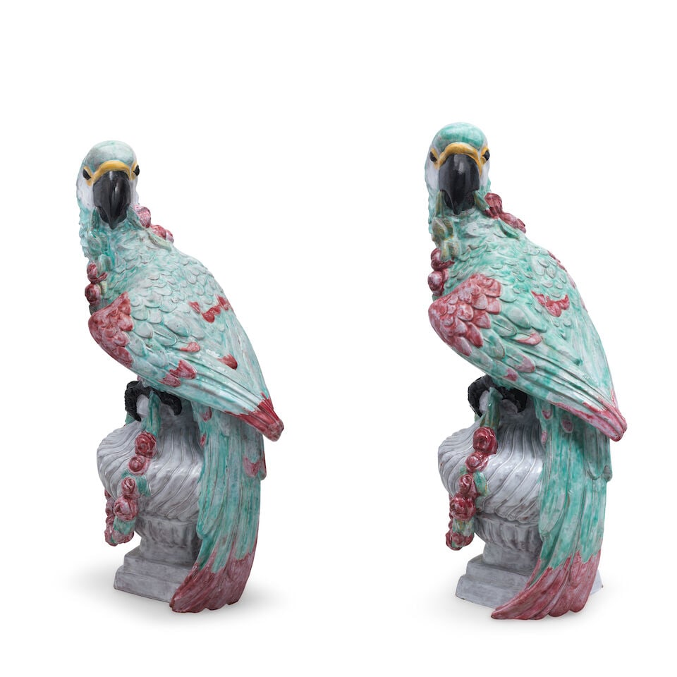 Two monumental Nymphenburg majolica macaws modelled by Josef Wackerle, 20th century - 3