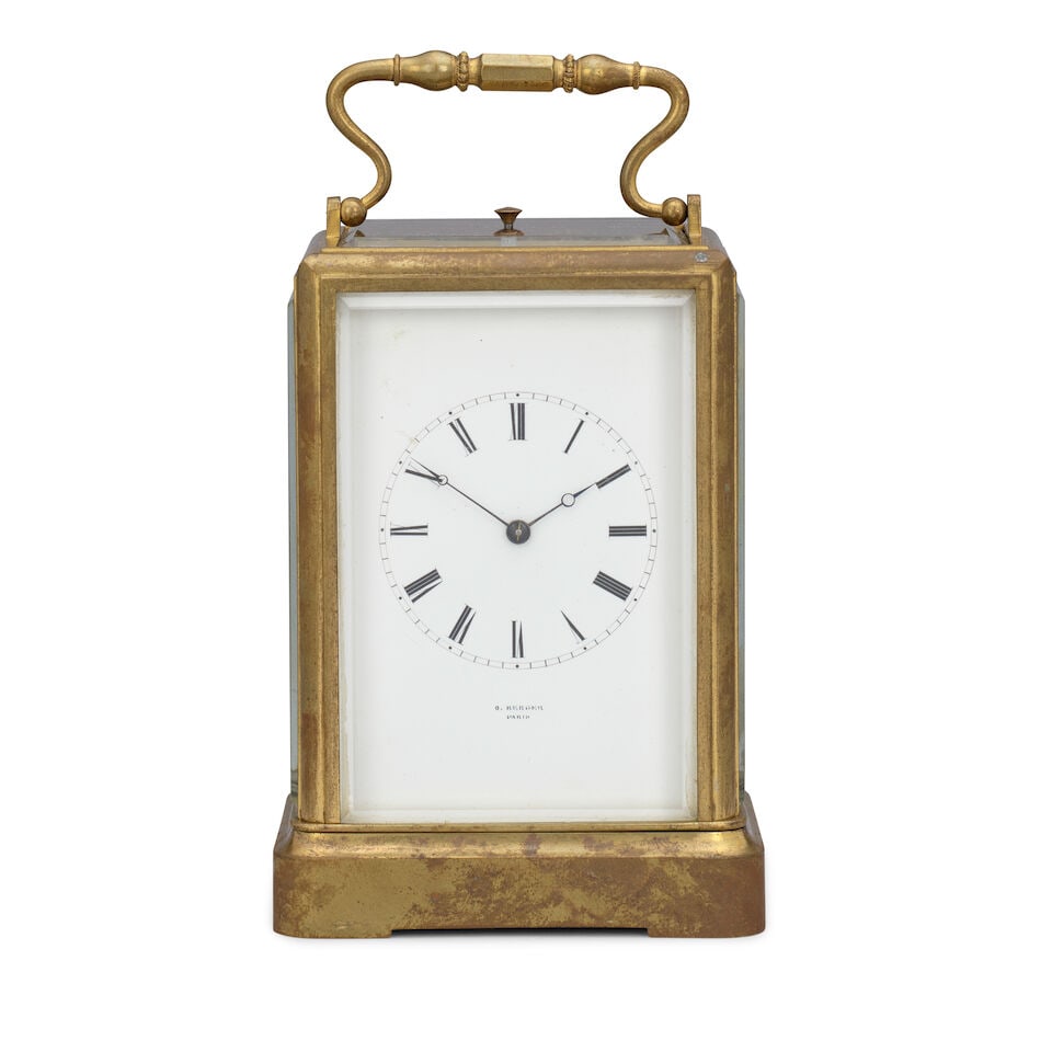 A mid 19th century French one piece case striking and repeating carriage clock Japy Freres, re... (1 of 1)