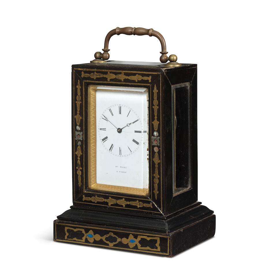 A mid 19th century French Boulle decorated striking carriage clock with Jules style lever platfo... - 3