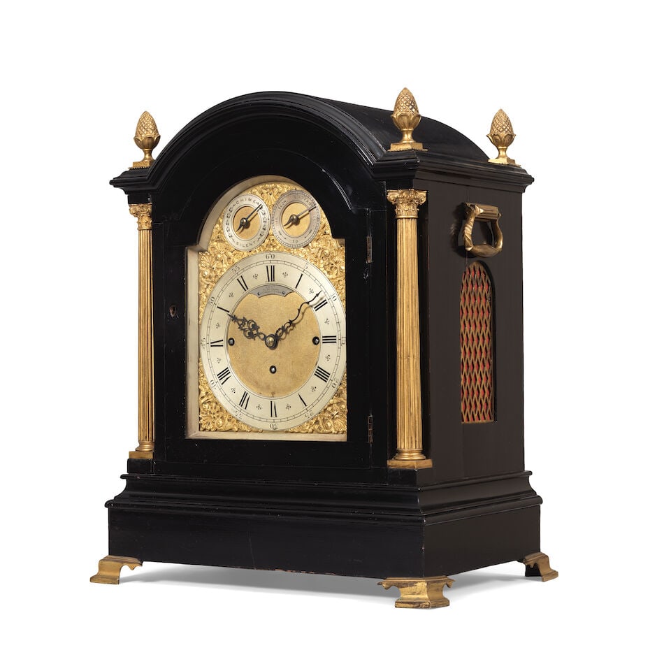 A large late 19th century ebonised quarter chiming table clock Dent, 33 Cockspur Street, London - 4