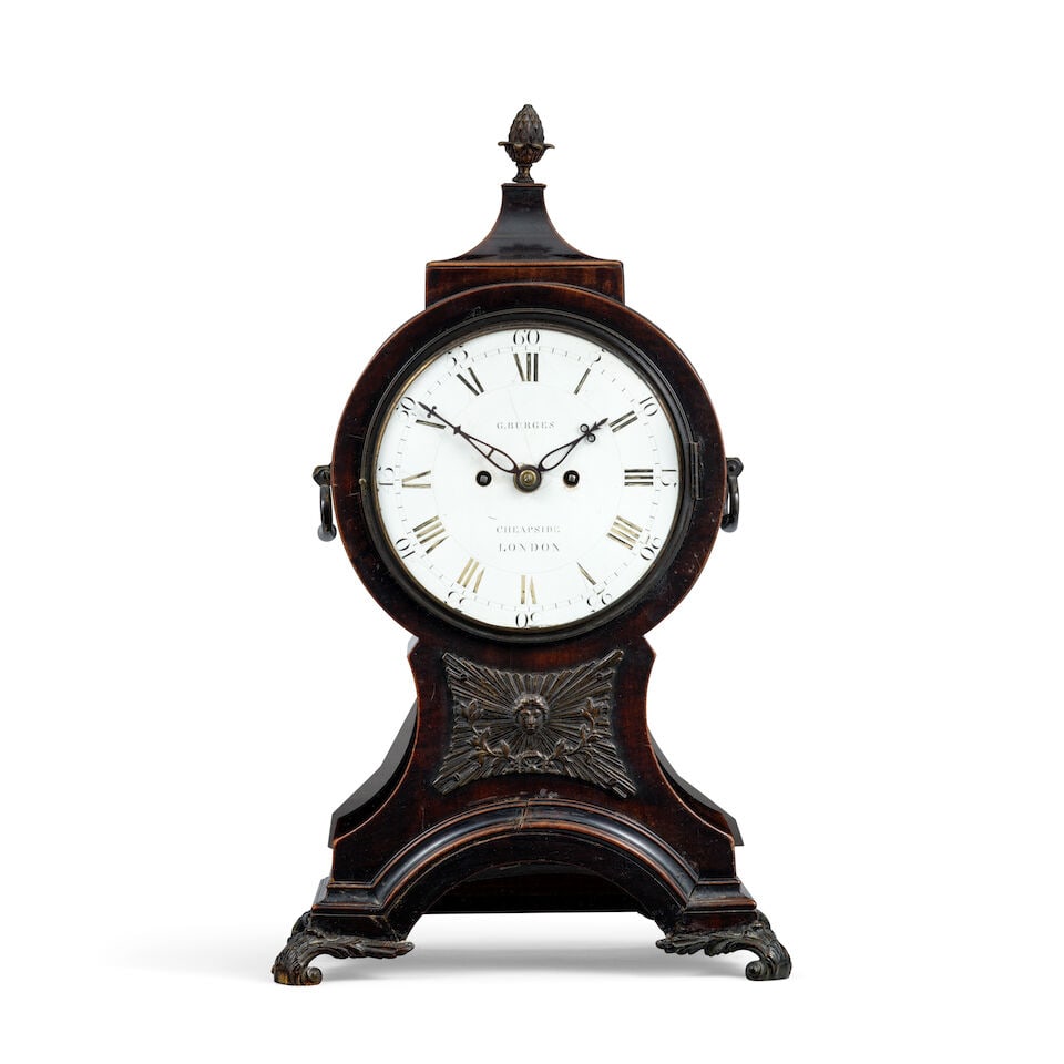 A good mid 18th century mahogany striking Balloon clock G. Burgess, Cheapside, London (1 of 2)