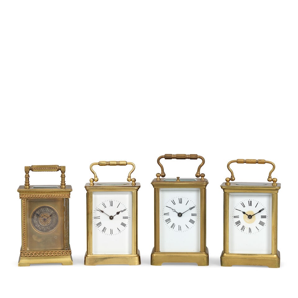 A collection of Four French timepiece carriage clocks (1 of 2)