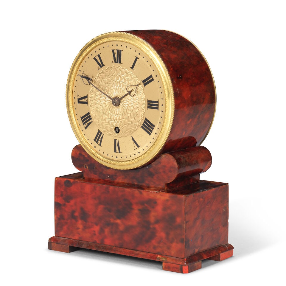 A mid 19th century red tortoiseshell veneered drum timepiece Payne, 163 New Bond Street - 3