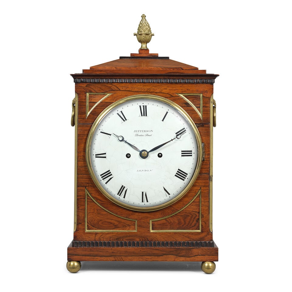 A early 19th century mahogany veneered striking table clock Jefferson, Bruton Street, London (1 of 3)