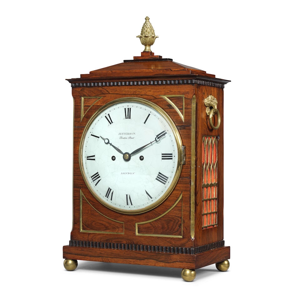 A early 19th century mahogany veneered striking table clock Jefferson, Bruton Street, London - 3