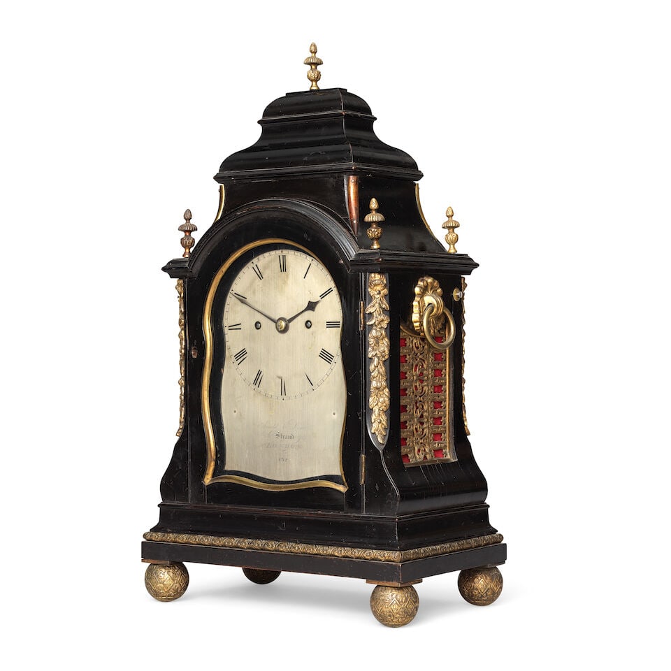 A unusual early 19th century ebonised striking table clock Arnold & Dent, London No 432 (1 of 3)