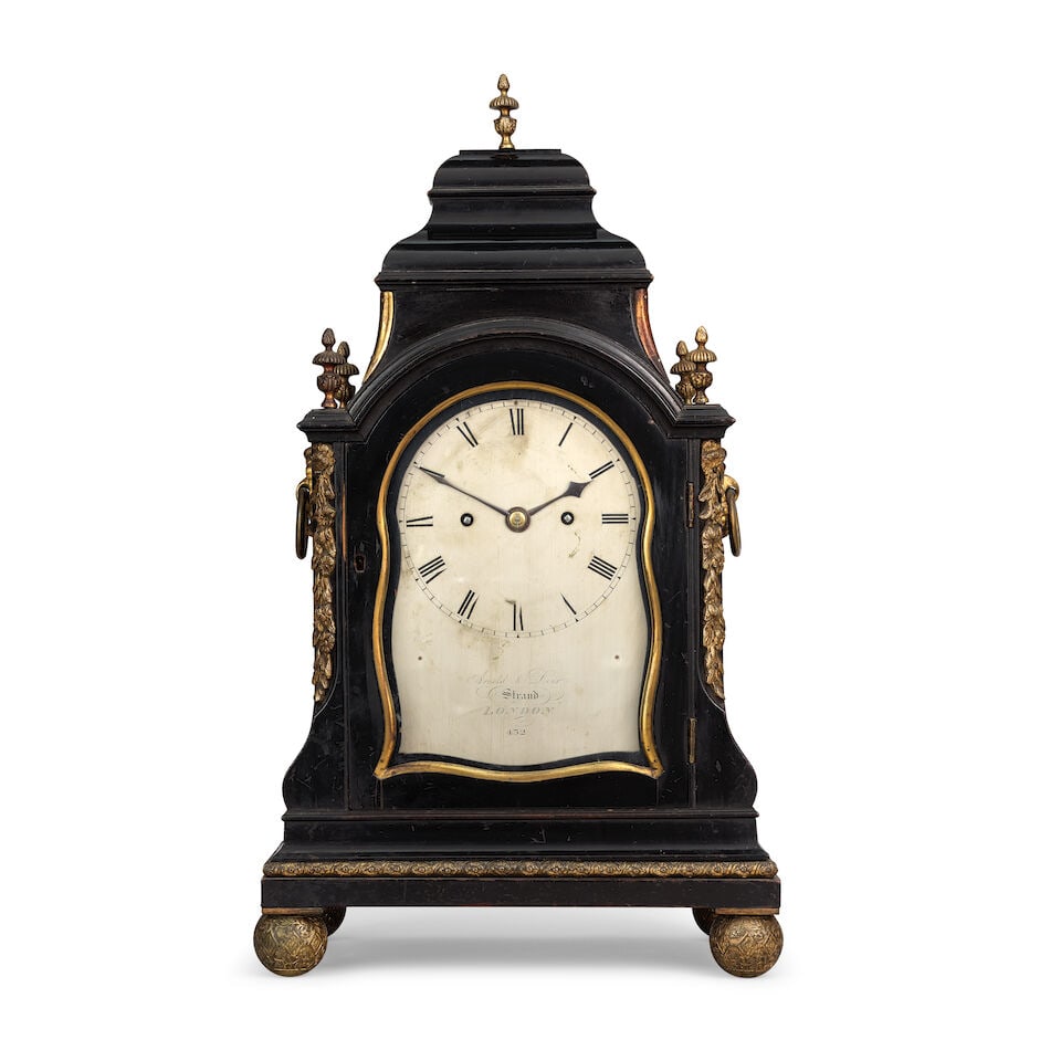 A unusual early 19th century ebonised striking table clock Arnold & Dent, London No 432 - 3