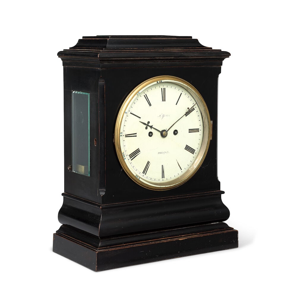A mid 19th century ebonised striking table clock Thomas Yates, Preston (1 of 3)