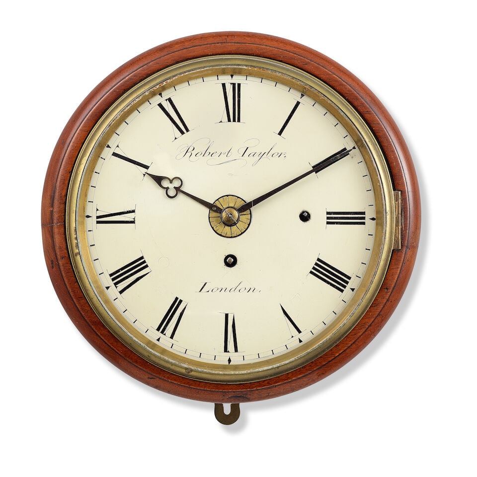 A 19th century mahogany cased dial clock with alarm Robert Taylor, London (1 of 2)