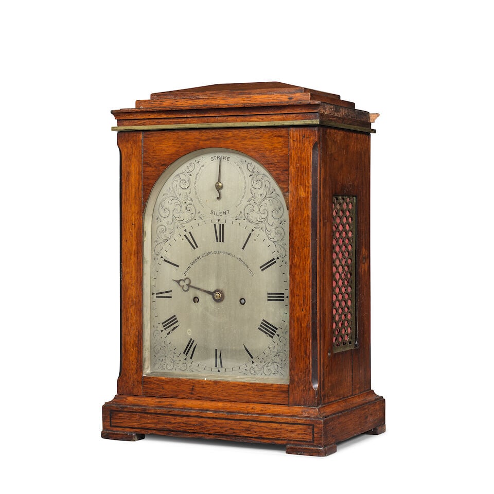 A late 19th century mahogany table clock John Moore & Sons, Clerkenwell, London number 11151 - 3