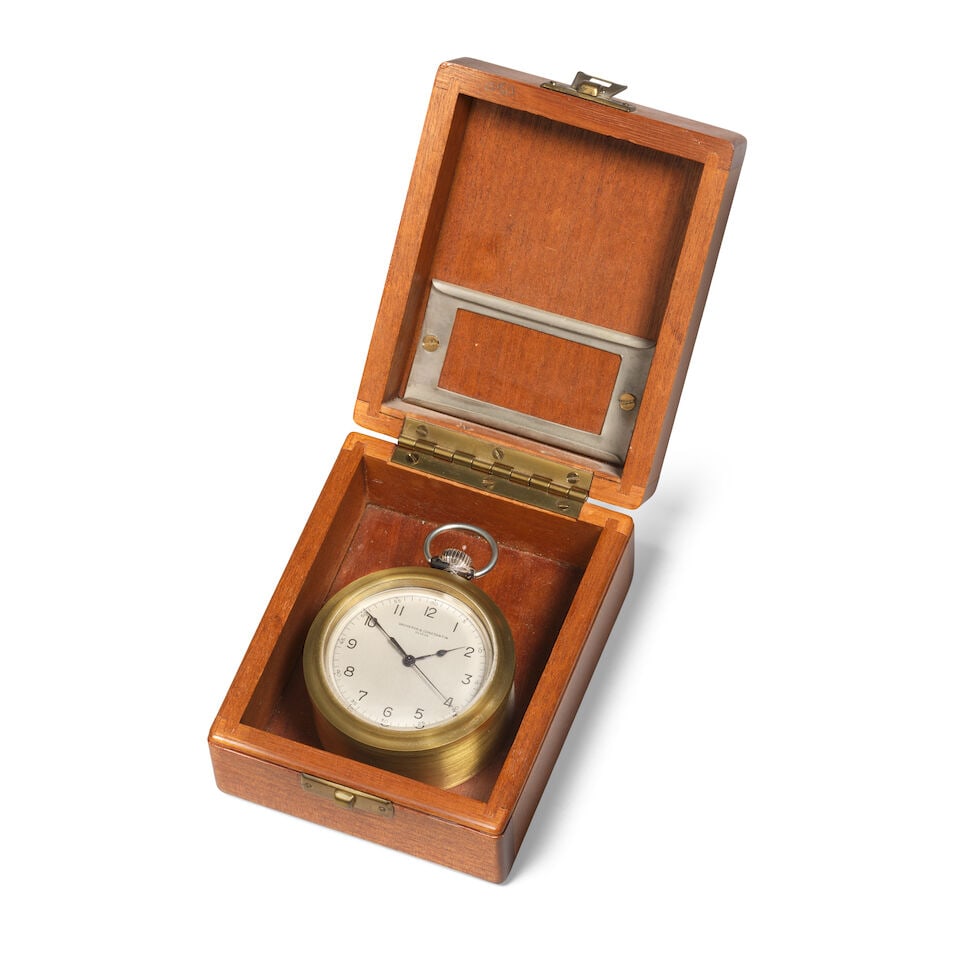 A fine second quarter of the 20th century silver cased marine deck chronometer watch in original... (1 of 2)