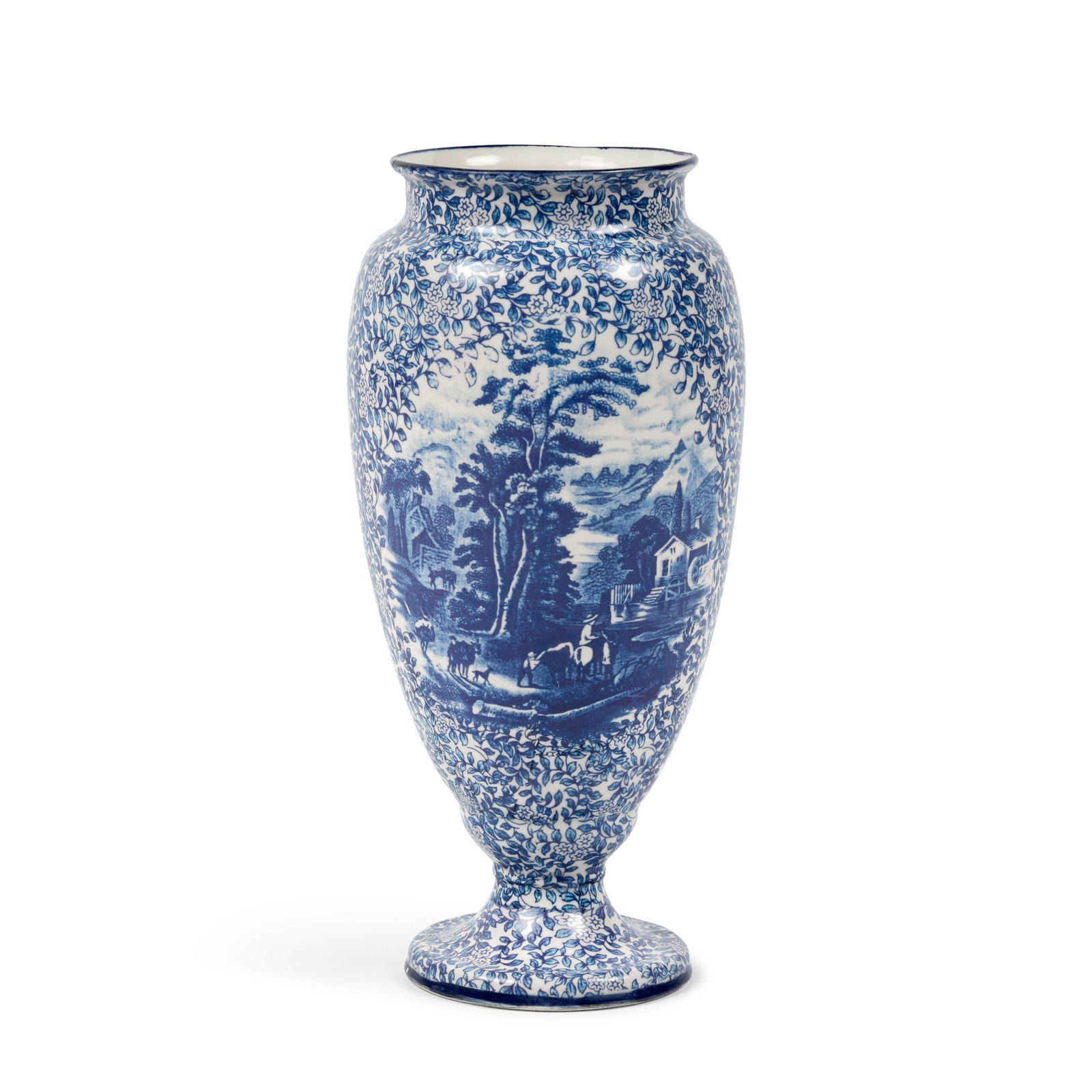 A blue and white ceramic baluster-shaped vase, in the manner of James Kent First seen Season 1, ... (1 of 1)