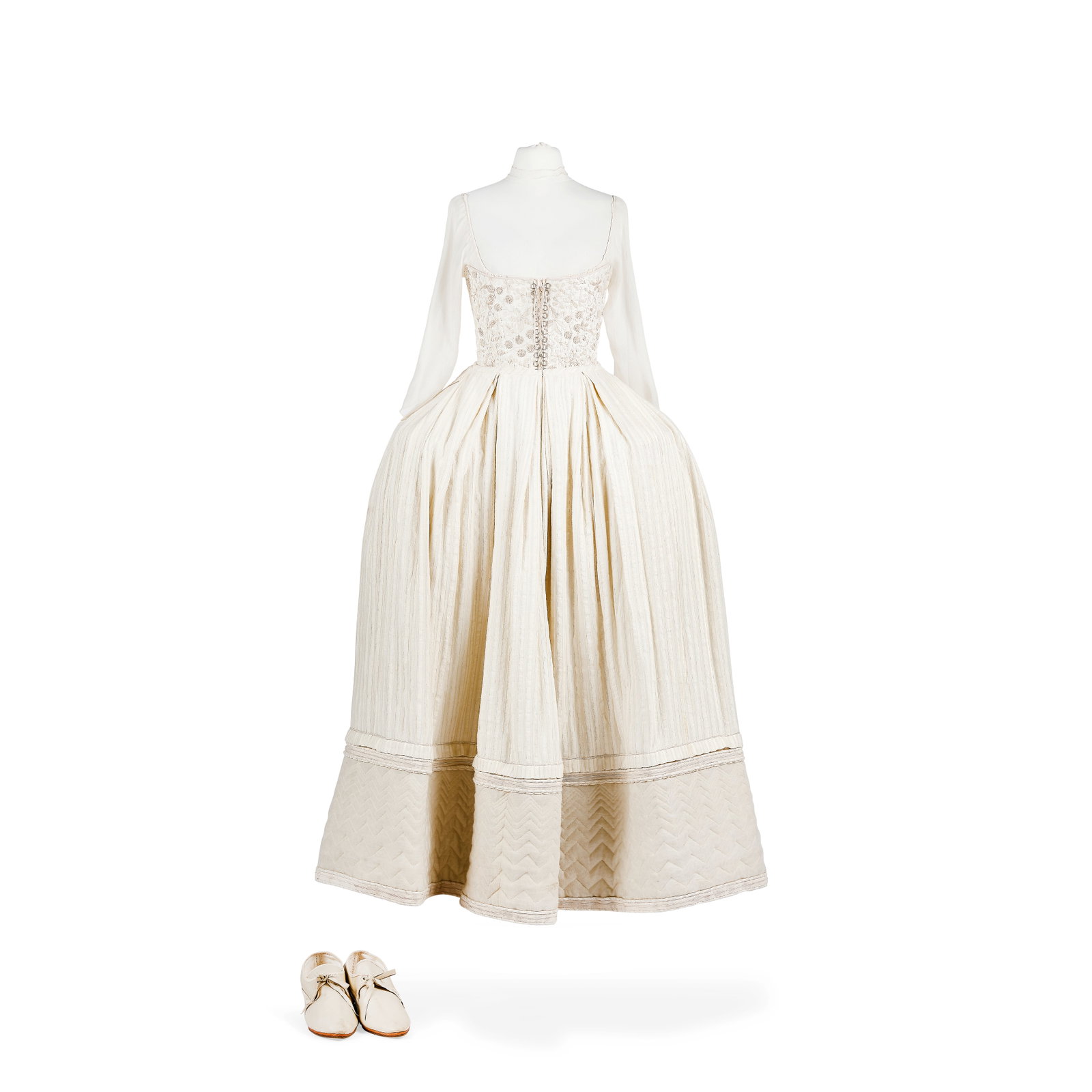Claire's wedding night ensemble, from the wedding of Jamie and Claire Season 1, Episode 7, 'The ...: Claire's wedding night ensemble, from the wedding of Jamie and Claire Season 1, Episode 7, 'The Wedding' Comprising: a custom-made diaphanous chemise; a cream skirt with quilted chevron detailing alon
