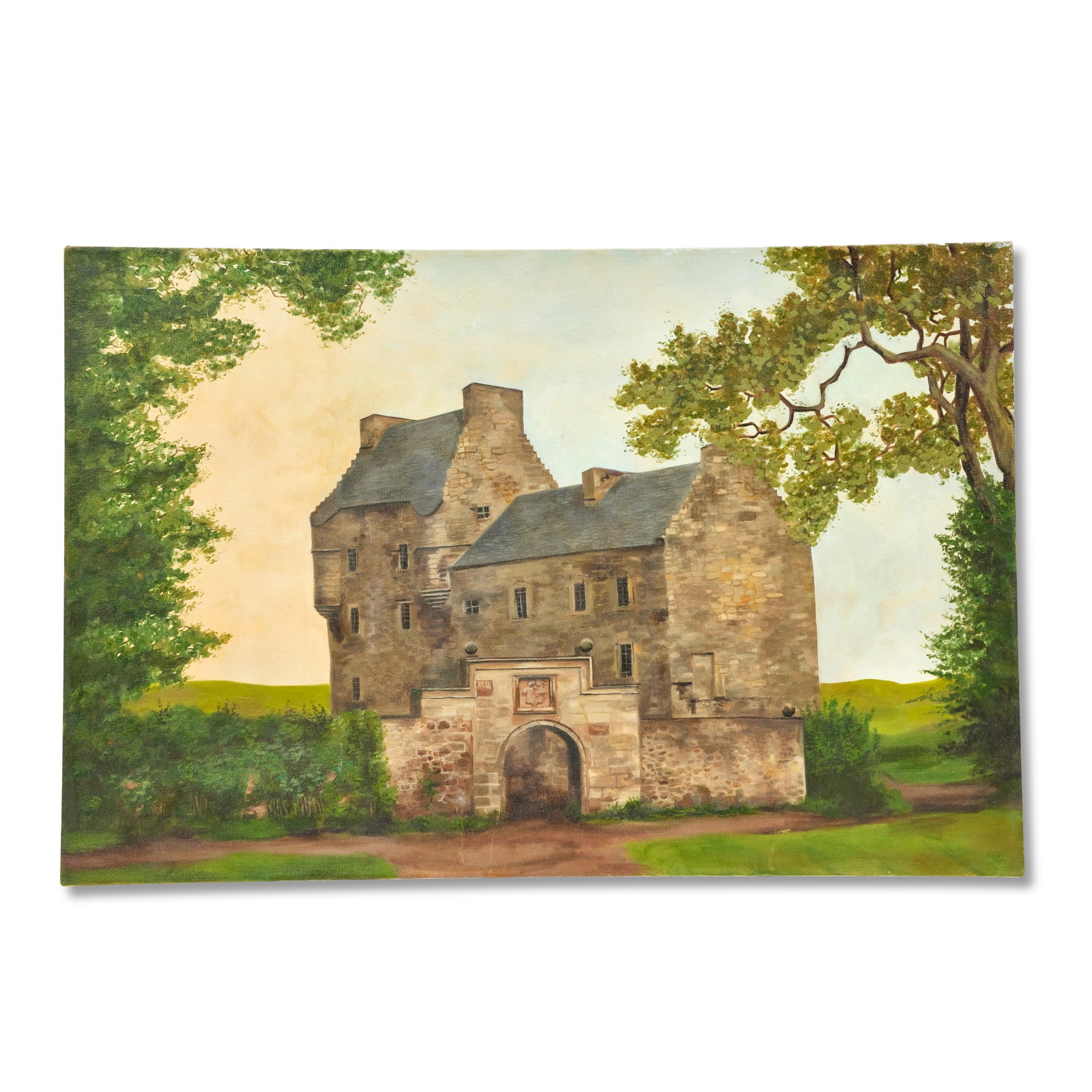 21st Century School Lallybroch Castle (unframed, created by the Outlander Art Department): 21st Century School Lallybroch Castle oil on canvas 61.5 x 92cm (24 3/16 x 36 3/16in). unframed, created by the Outlander Art Department Footnotes: This lot depicts an oil painting of
