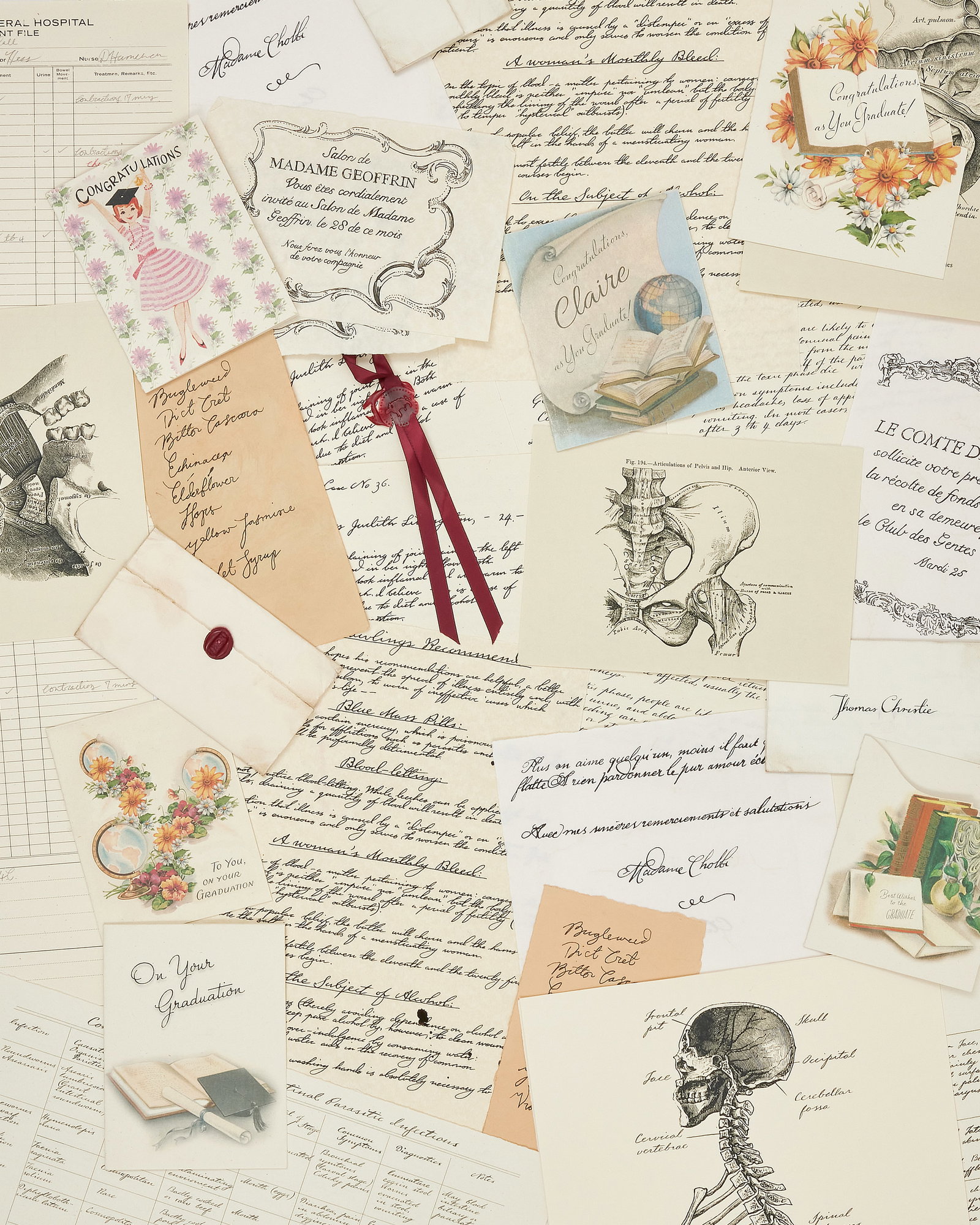 A selection of graphics production made by the Outlander Art Department, relating to Claire Vari... (1 of 1)