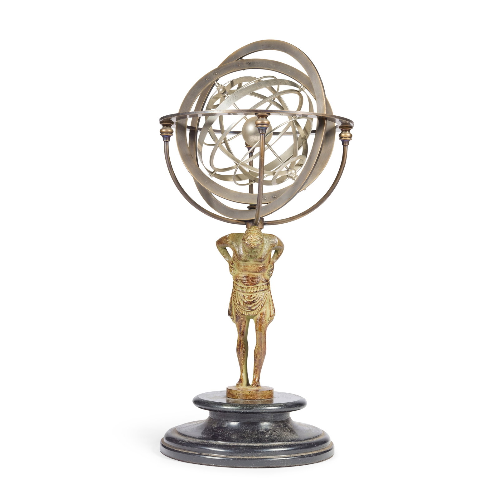 A painted cast iron and patinated brass armillary sphere (1 of 1)