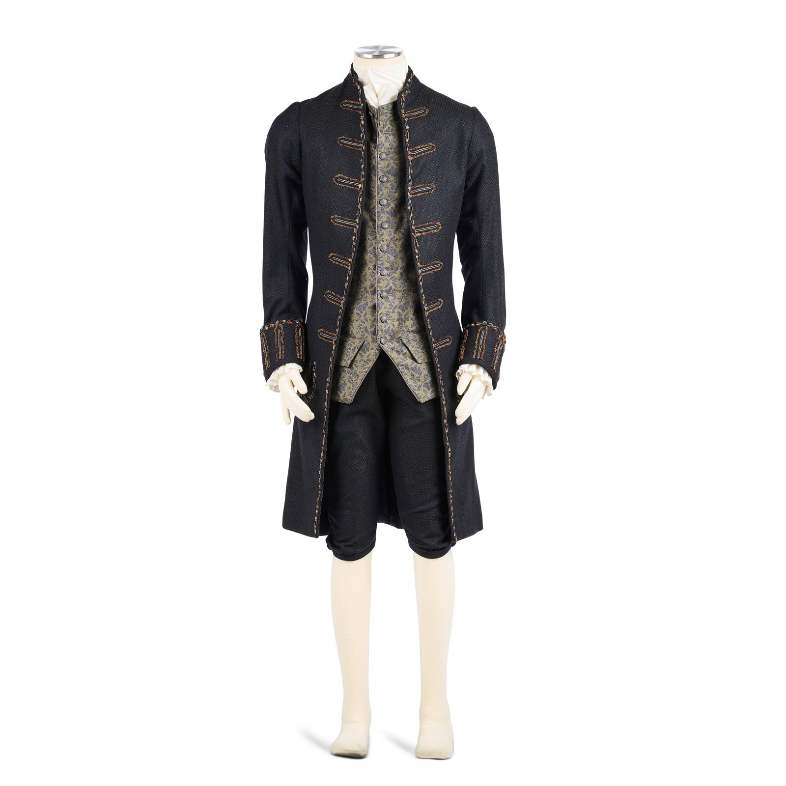 18th century gentleman's wedding guest outfit, worn by Lord John Grey Season 5, Episode 1, 'The ...: 18th century gentleman's wedding guest outfit, worn by Lord John Grey Season 5, Episode 1, 'The Fiery Cross' Comprising: a custom-made shirt in a fine cream cotton, featuring smocked sleeves, a frill 