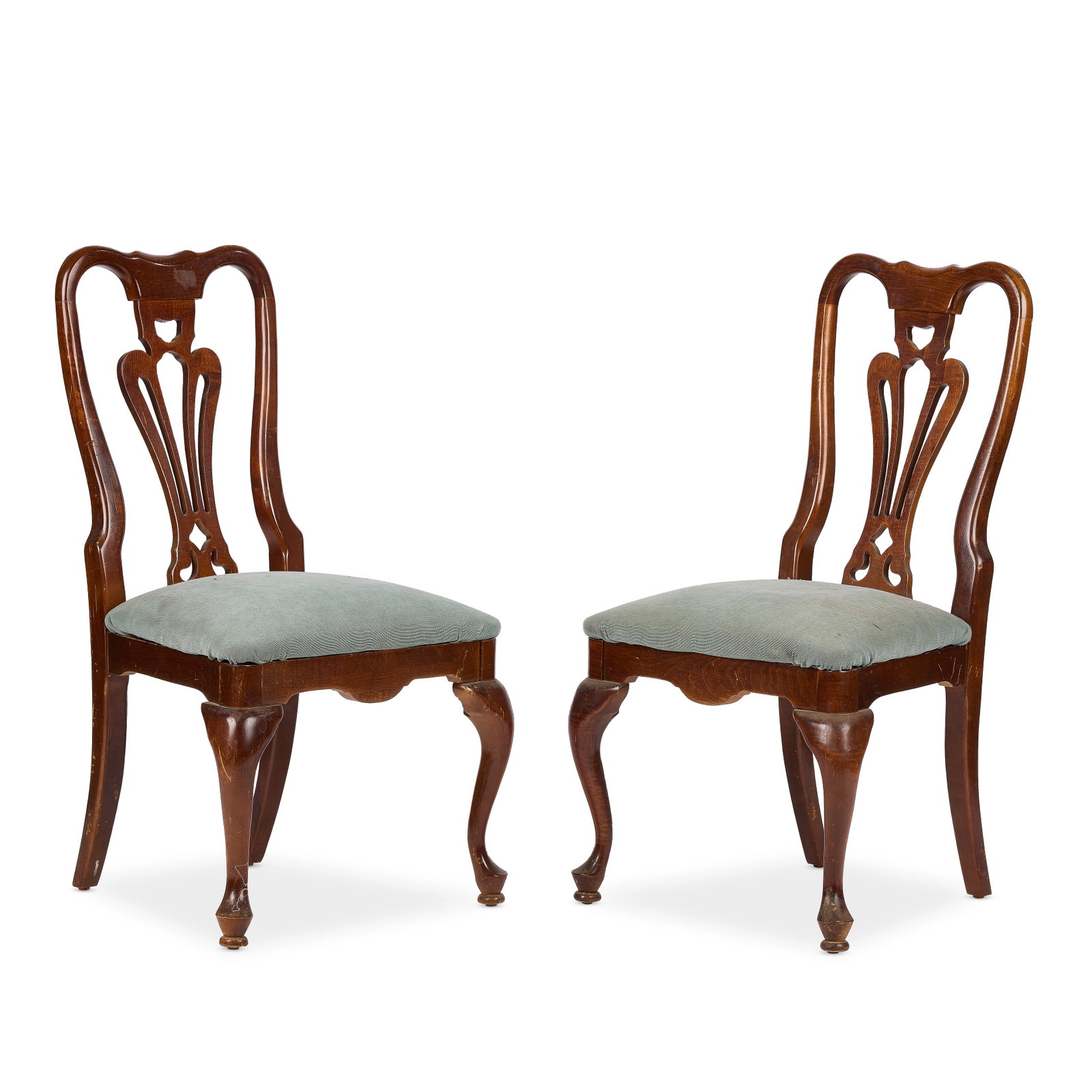A pair of American walnut chairs in the George II style (2) (1 of 1)