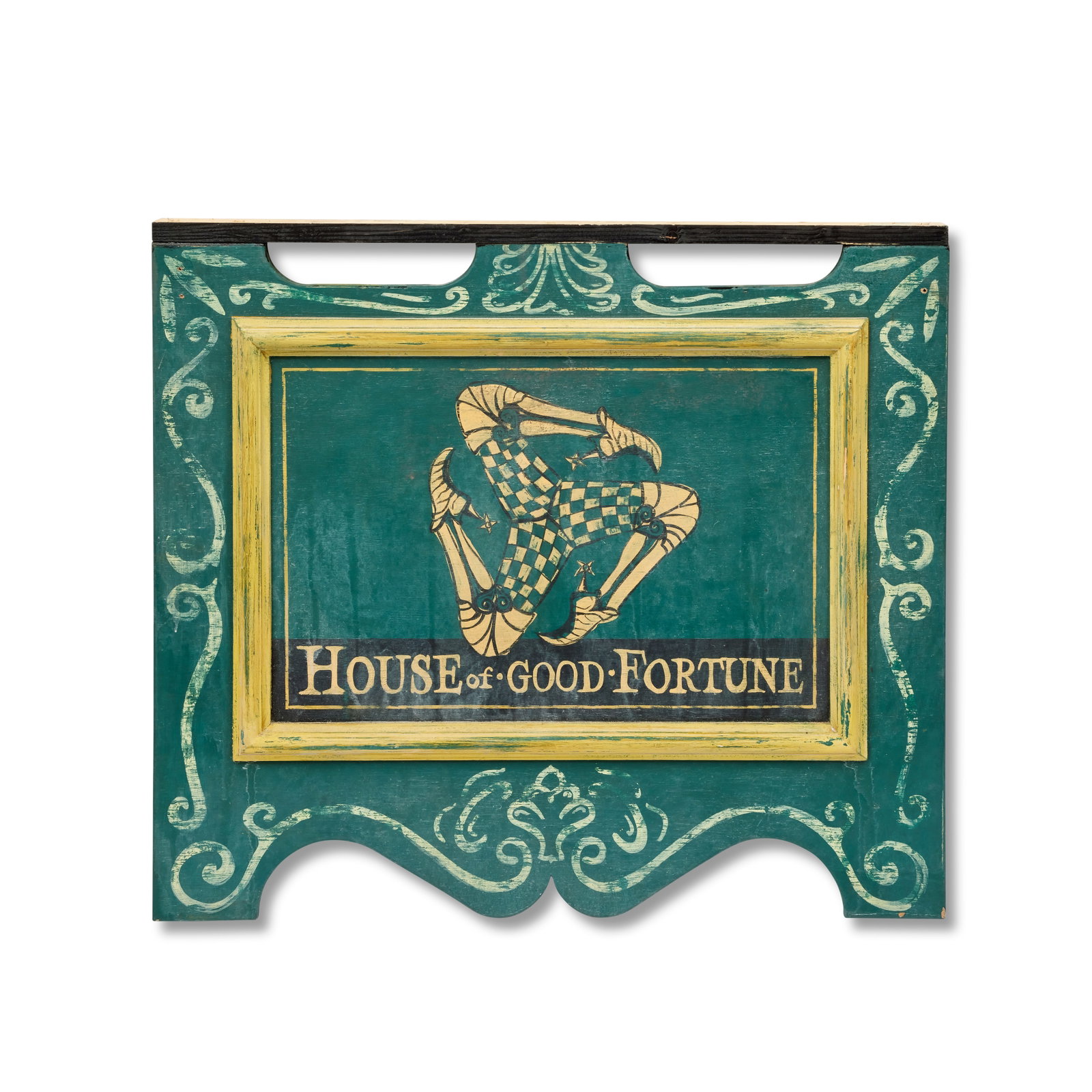 A green painted sign for the 'HOUSE of GOOD FORTUNE' First seen Season 7, Episode 10, 'Brotherly... (1 of 1)
