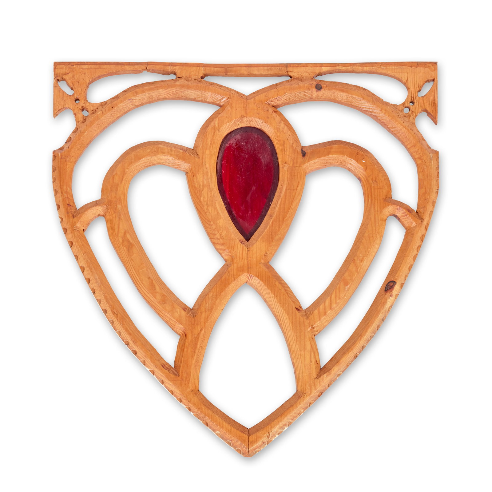 A carved pine heart from The New Big House Season 8, in the New Big House set (1 of 1)