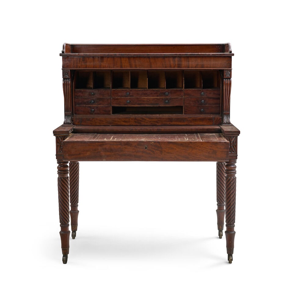 Late Federal Mahogany Upright Writing Desk probably Philadelphia, Pennsylvania, c. 1815-20 (1 of 5)