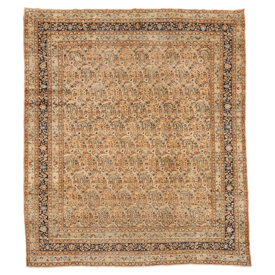 Meshed Carpet 10 ft. 2 in. x 13 ft. 1 in.: Meshed Carpet c. 1900 **Saleroom Notice: Special Conditions on the sale of Iranian-origin material: Due to U.S. Federal trade regulations, Bonhams Skinner places certain restrictions and limitations u