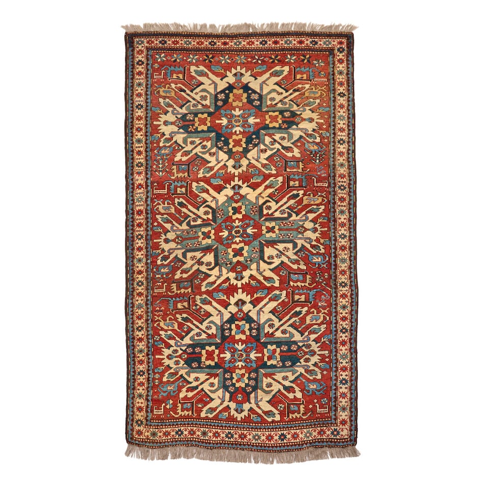 Eagle Kazak Caucasus 4 ft. 10 in. x 9 ft. 3 in.: Eagle Kazak Caucasus c. late 19th century 4 ft. 10 in. x 9 ft. 3 in. For further information on this lot please visit Bonhams.com For further information about this lot please visit the lot listing
