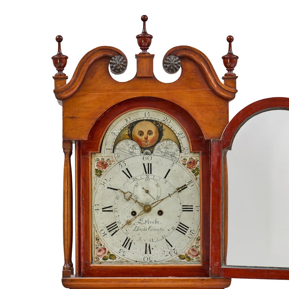 Michael Strieby Chippendale Cherry Tall Case Calendar Clocksigned Strebe, Bucks County, Pennsylv... - 2