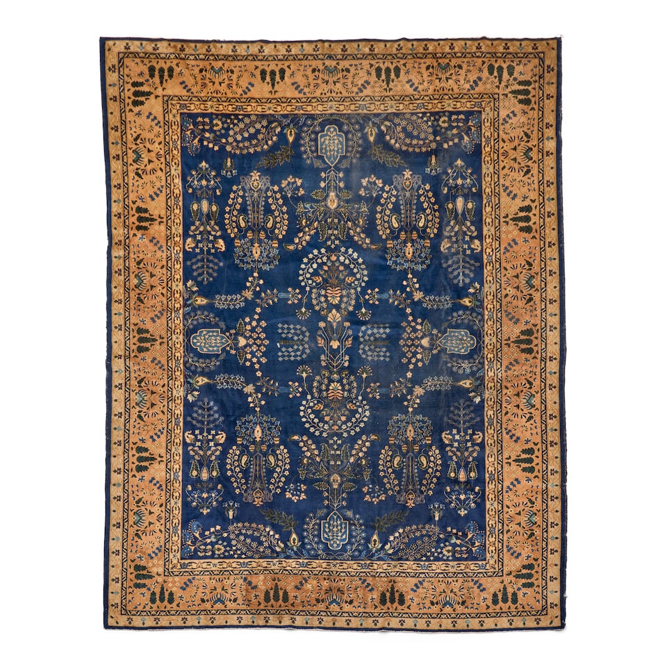 Laristan Carpet India 9 ft. x 12 ft. 1 in.: Laristan Carpet India c. early 20th century, nice, soft foundation. 9 ft. x 12 ft. 1 in. For further information on this lot please visit Bonhams.com For further information about this lot please