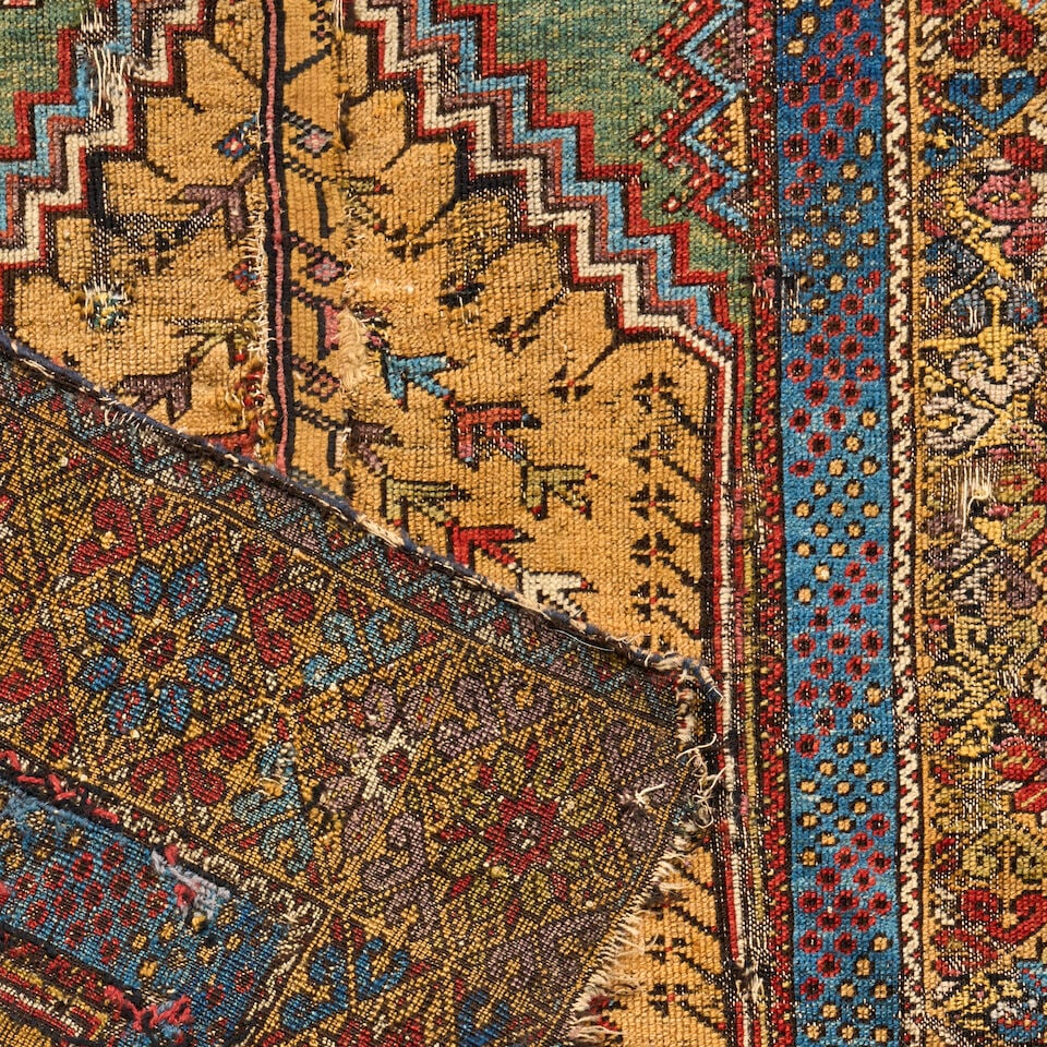 Yellow-Field Mudjar Prayer Rug Anatolia 3 ft. 9 in. x 5 ft. - 2