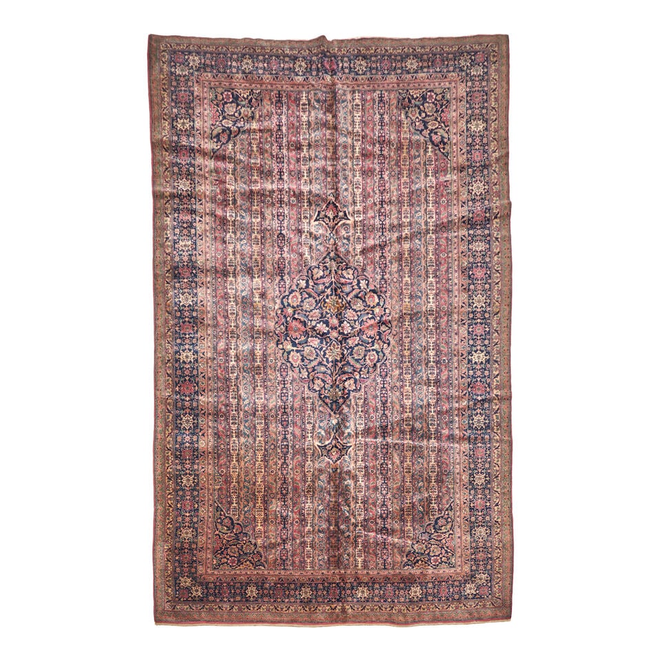 Indian Carpet India 8 ft. 10 in. x 14 ft. 9 in.: Indian Carpet India c. first quarter 20th century, possibly Lahore. 8 ft. 10 in. x 14 ft. 9 in. For further information on this lot please visit Bonhams.com For further information about this lot plea