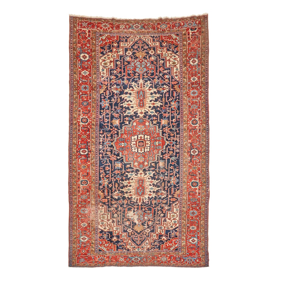 Karaja Carpet 9 ft. x 15 ft. 5 in.: Karaja Carpet c. 1900 **Saleroom Notice: Special Conditions on the sale of Iranian-origin material: Due to U.S. Federal trade regulations, Bonhams Skinner places certain restrictions and limitations