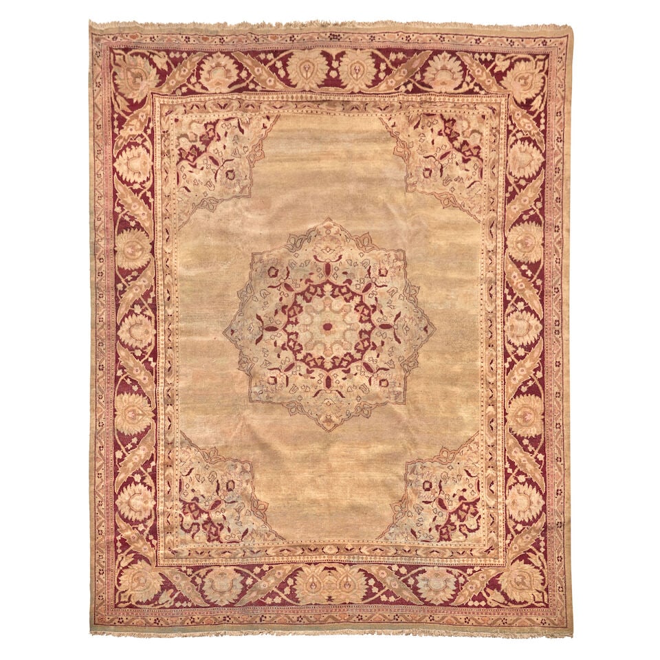 Indian Carpet India 9 ft. 9 in. x 11 ft. 4 in.: Indian Carpet India c. early 20th century, soft, harmonious colors with good pile and good overall condition on this antique Indian carpet. 9 ft. 9 in. x 11 ft. 4 in. For further information on this l