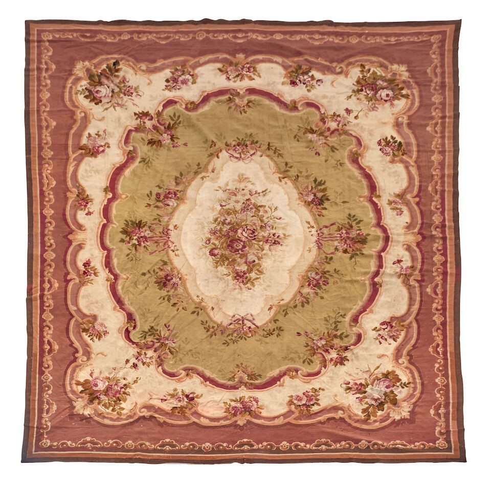French Aubusson Carpet France 13 ft. 4 in x 17 ft. 2 in.: French Aubusson Carpet France c. 20th century 13 ft. 4 in x 17 ft. 2 in. For further information on this lot please visit Bonhams.com For further information about this lot please