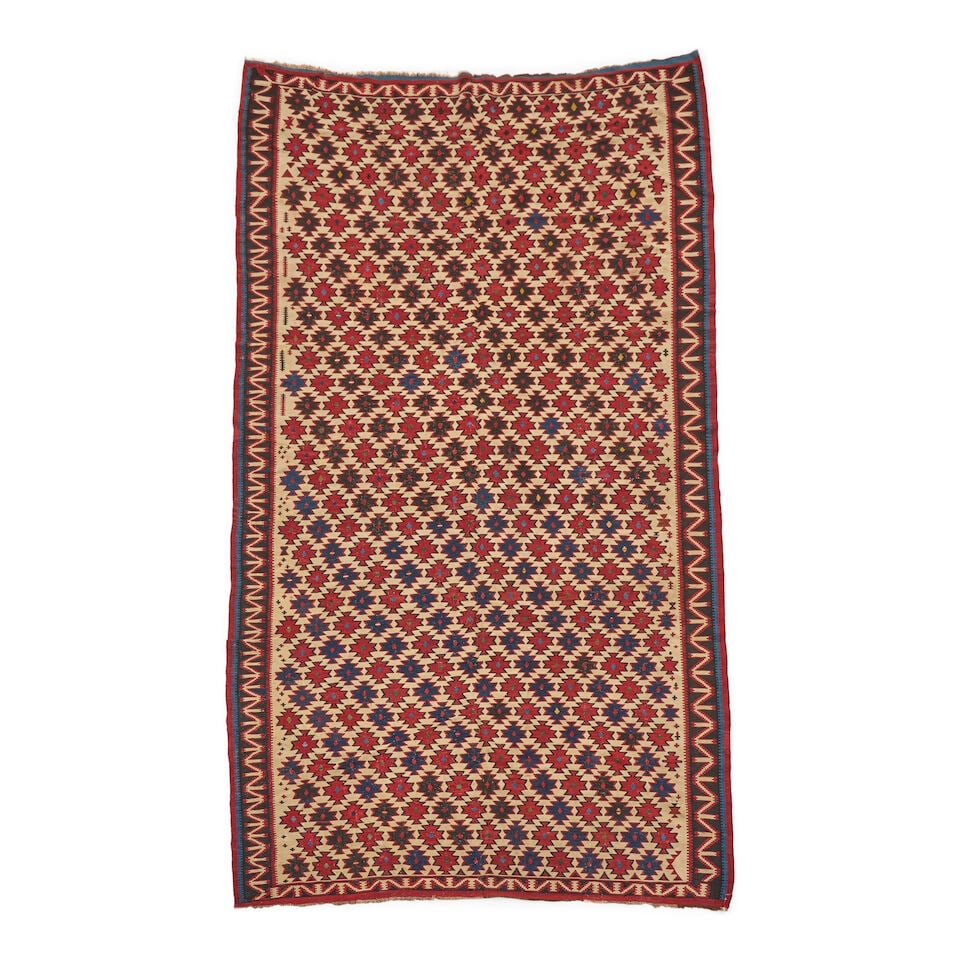 Kuba Kilim Caucasus 6 ft. 6 in. x 11 ft. 5 in.: Kuba Kilim Caucasus c. late 19th century 6 ft. 6 in. x 11 ft. 5 in. For further information on this lot please visit Bonhams.com For further information about this lot please visit the lot listing